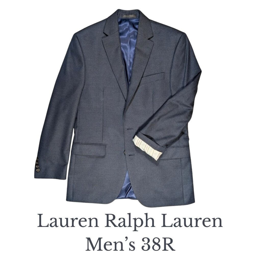 Lauren Ralph Lauren Sport Coat 38R Blue Gray Check Blazer